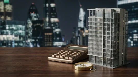 Professional commercial property financial analysis showing strategic loan-to-value decision-making in modern economic environment