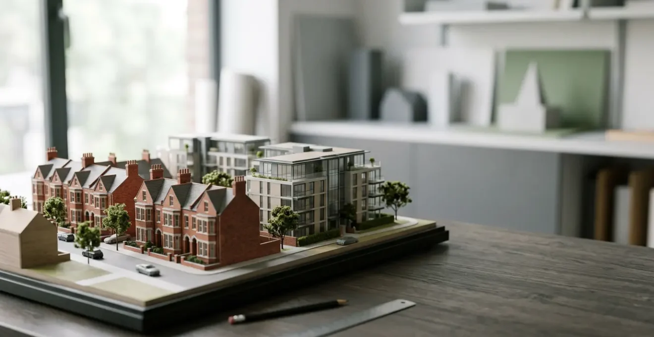 Financial strategy concept illustrating UK property development investment analysis with IRR metrics