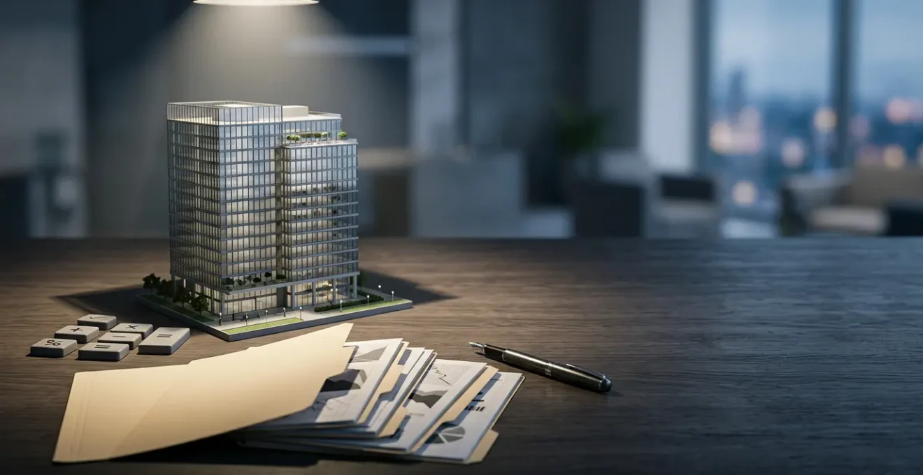 Professional financial analysis of multi-tenant commercial building with investment portfolio review