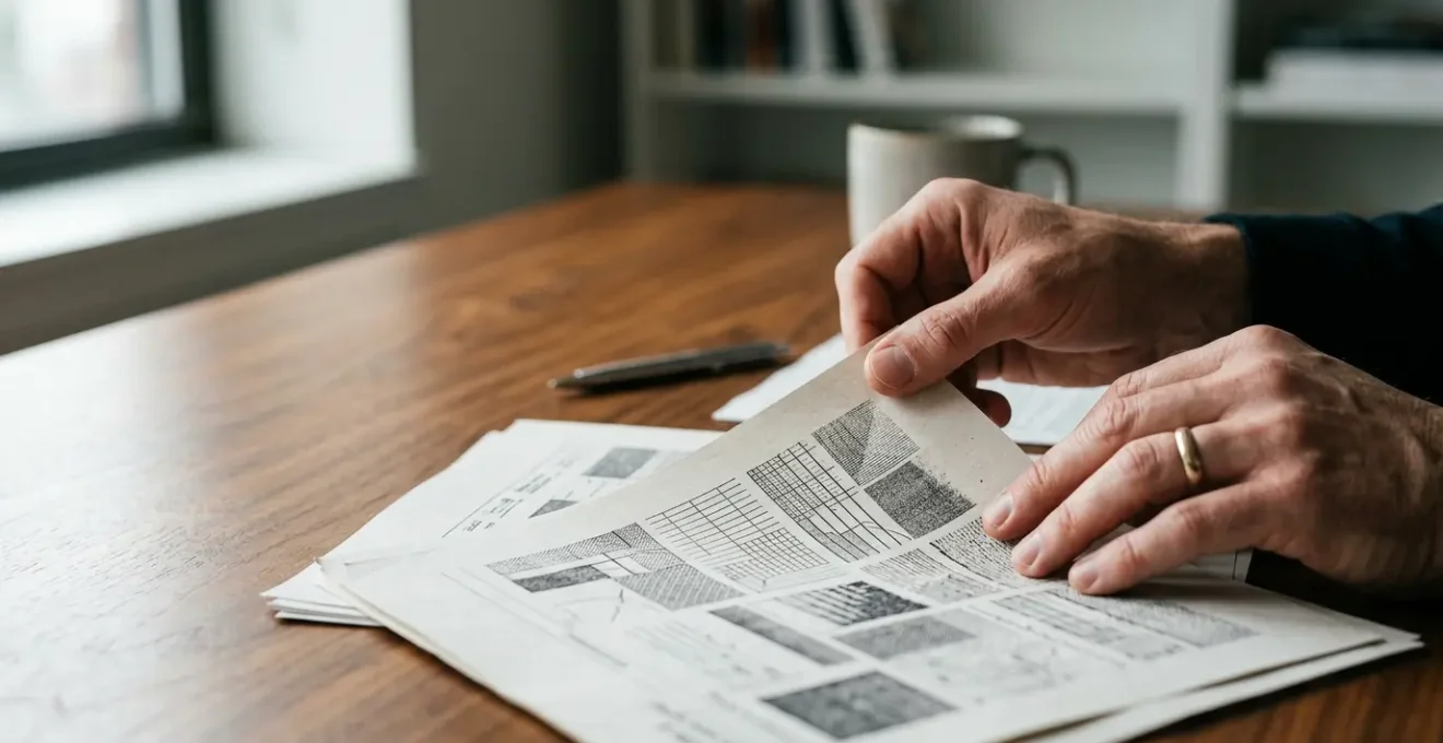 Close-up of hands reviewing commercial property legal documents during disclosure process