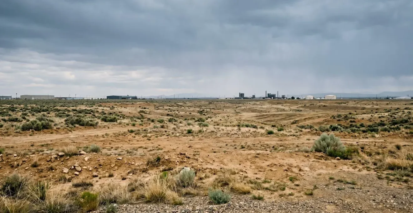 Wide environmental view of commercial development site showing natural landscape and assessment context
