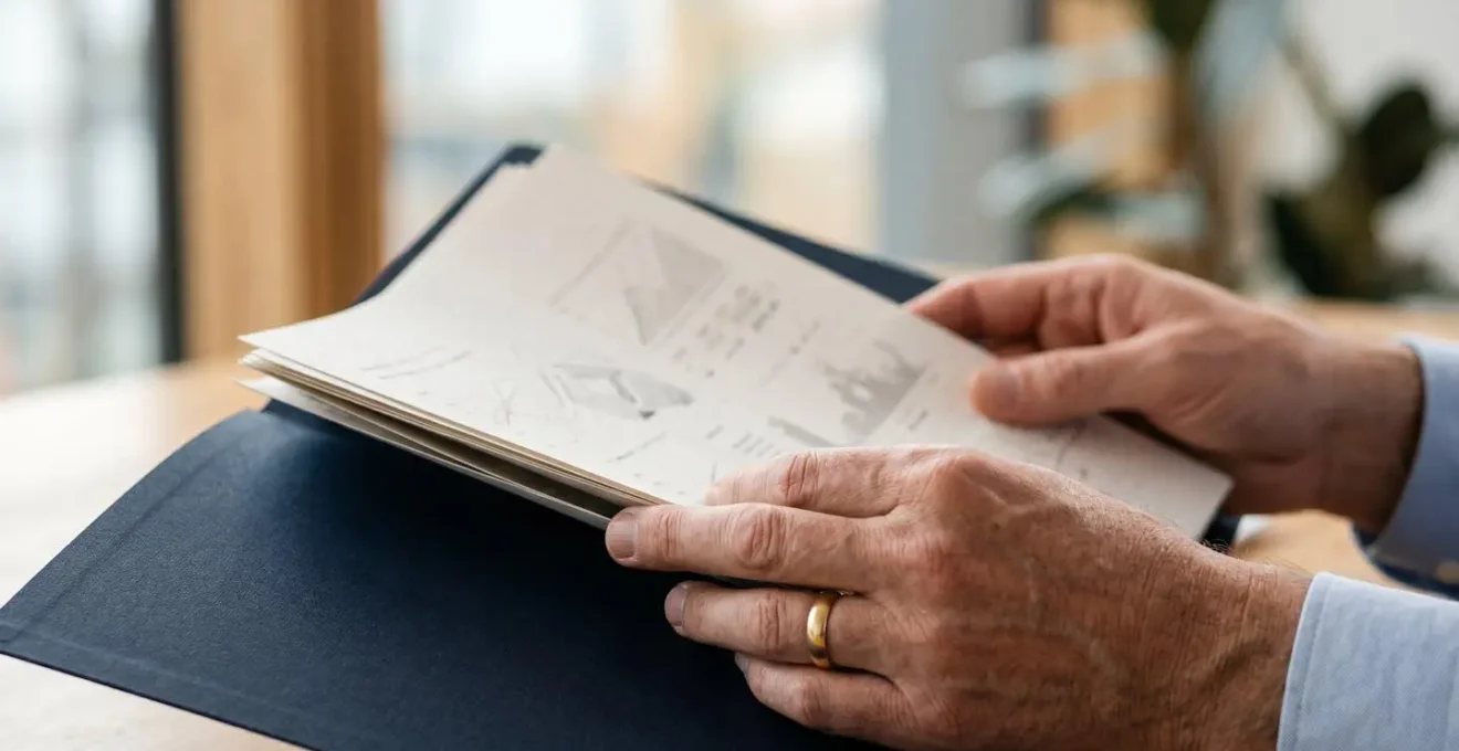 Close-up of hands reviewing financial documents demonstrating mortgage pre-approval strength