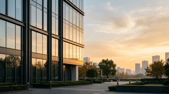 Commercial office building operations concept showing financial optimization through systematic process management