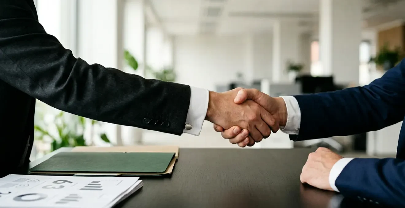 Professional financial documents and handshake symbolizing trust in real estate proof of funds