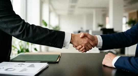 Professional financial documents and handshake symbolizing trust in real estate proof of funds
