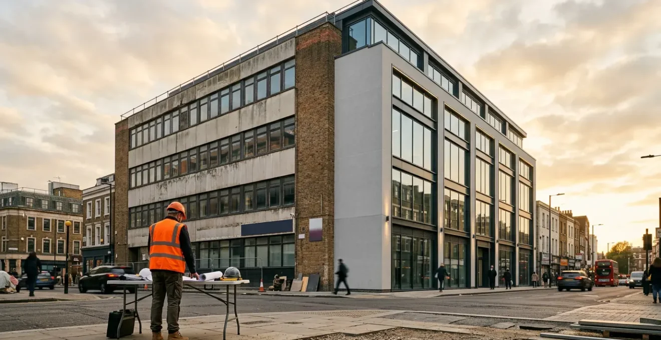Strategic renovation of commercial building exterior showcasing value-add investment potential