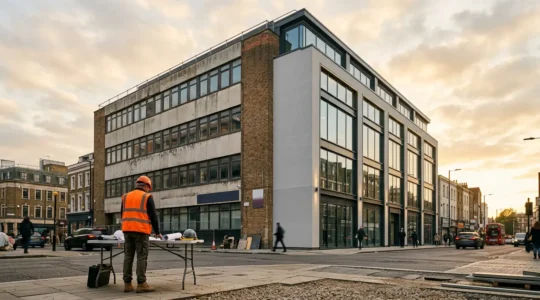 Strategic renovation of commercial building exterior showcasing value-add investment potential